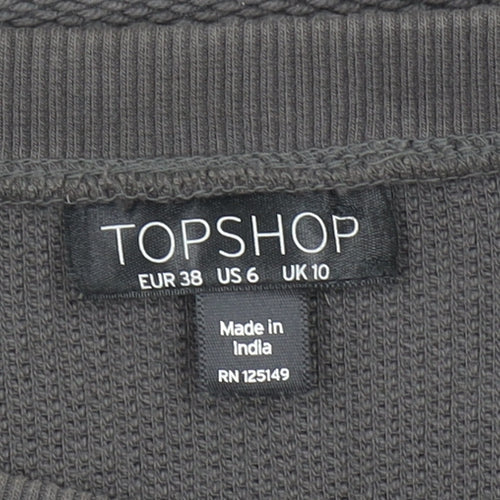 Topshop Women Grey Studded Cotton Knit Jumper UK 10