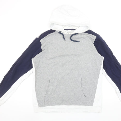 Find Men’s Grey Colour Block Pullover Hoodie Size L
