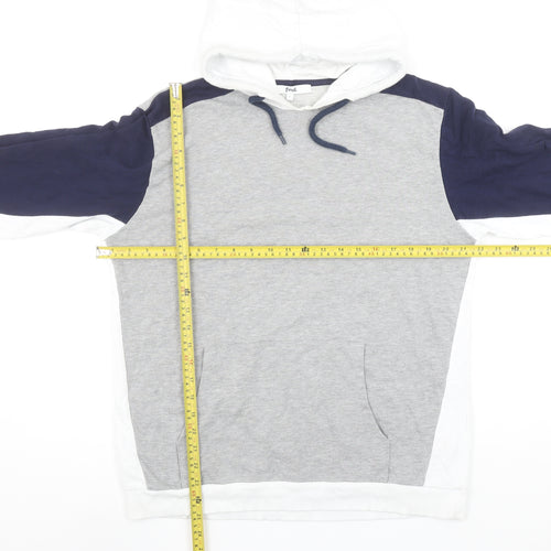 Find Men’s Grey Colour Block Pullover Hoodie Size L