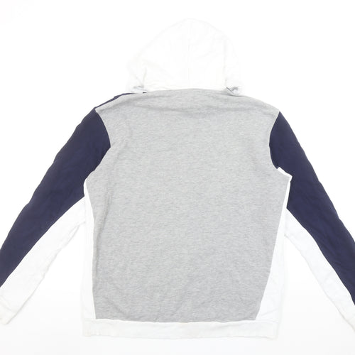 Find Men’s Grey Colour Block Pullover Hoodie Size L