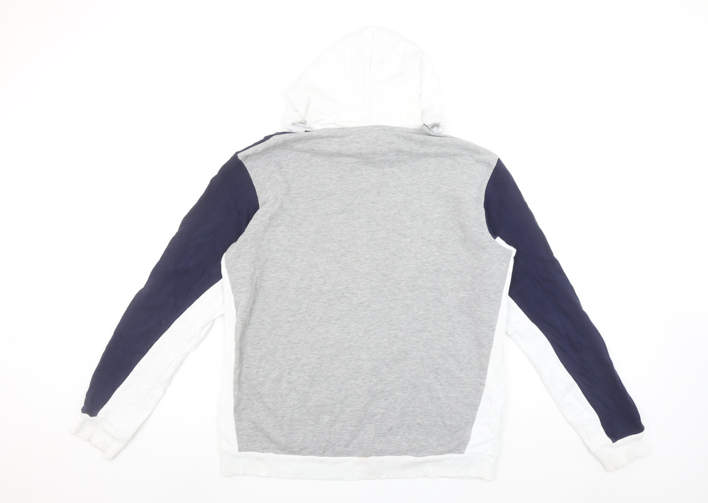 Find Men’s Grey Colour Block Pullover Hoodie Size L