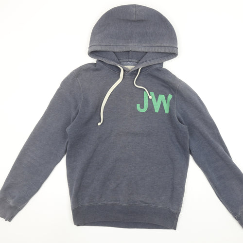 Jack Wills Men's Blue Pullover Hoodie S Logo Embroidered Fleece