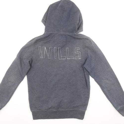 Jack Wills Men's Blue Pullover Hoodie S Logo Embroidered Fleece