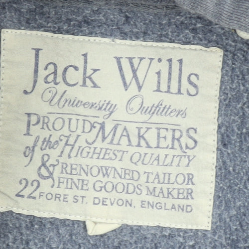 Jack Wills Men's Blue Pullover Hoodie S Logo Embroidered Fleece