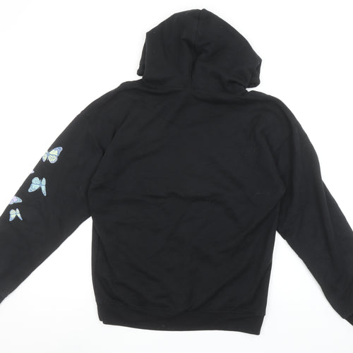 Boohoo Women’s Black Butterfly Print Pullover Hoodie Size Small