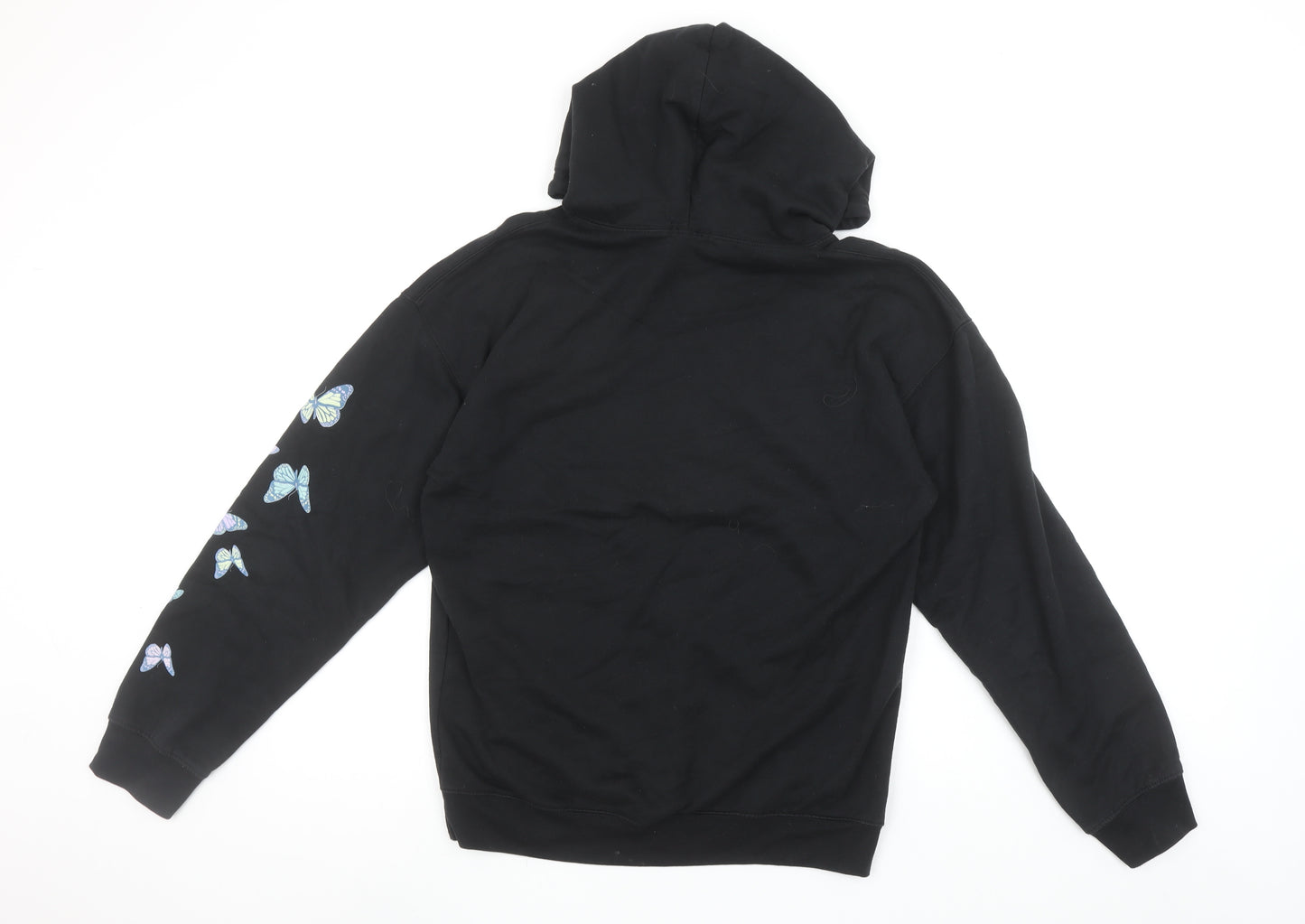 Boohoo Women’s Black Butterfly Print Pullover Hoodie Size Small