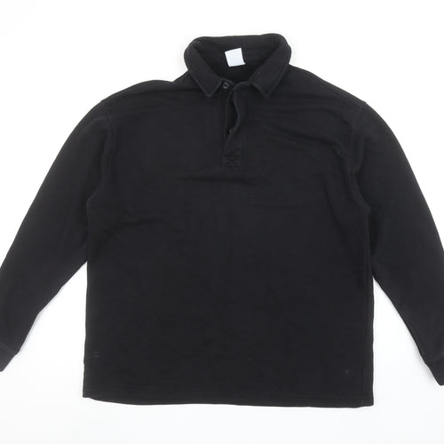 Zara Men's Black Collared Henley Sweatshirt Size M