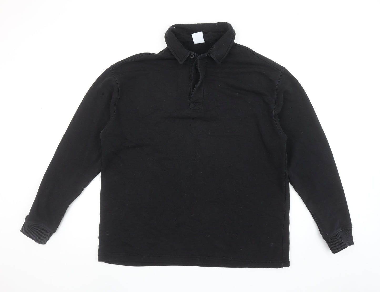 Zara Men's Black Collared Henley Sweatshirt Size M