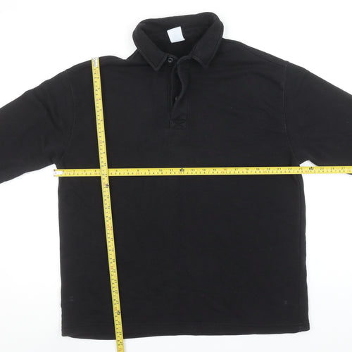 Zara Men's Black Collared Henley Sweatshirt Size M