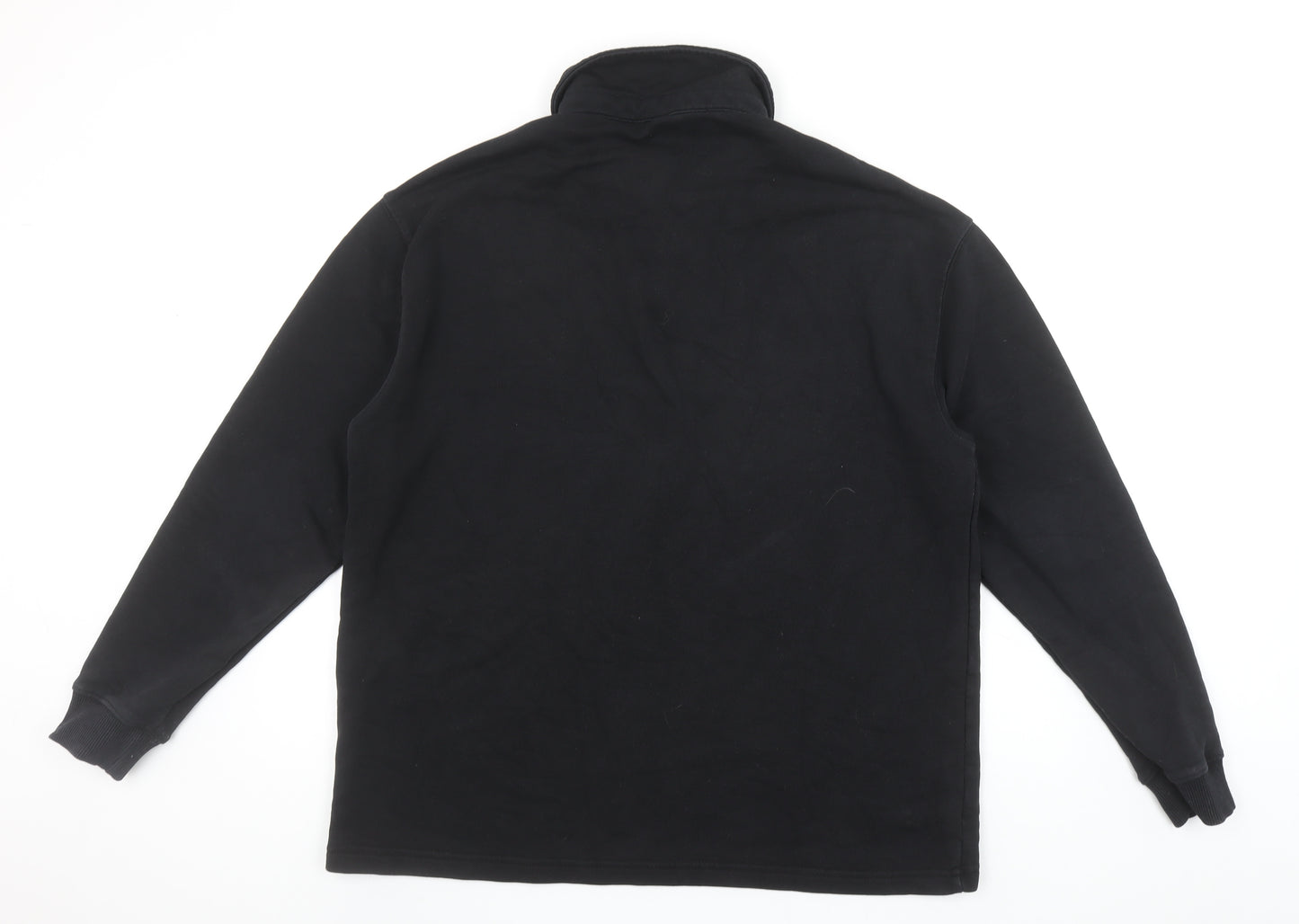 Zara Men's Black Collared Henley Sweatshirt Size M