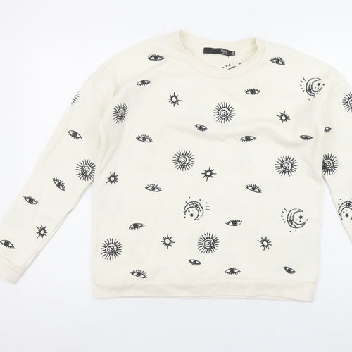 Max Jeans Womens Beige Celestial Print Pullover Sweatshirt XS