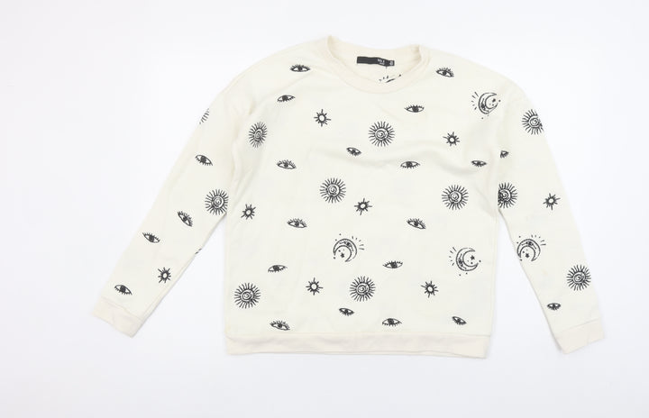 Max Jeans Womens Beige Celestial Print Pullover Sweatshirt XS