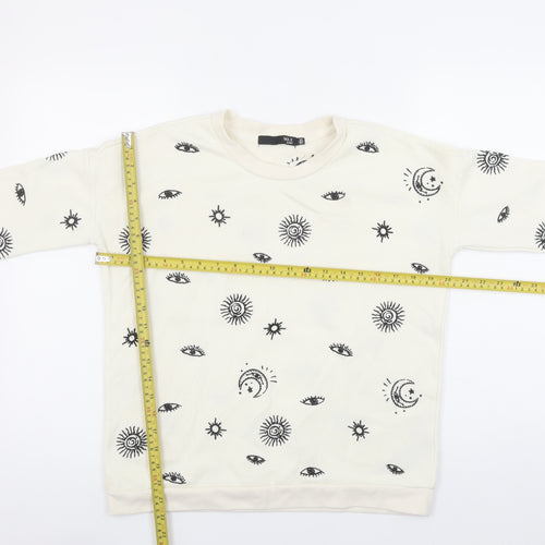 Max Jeans Womens Beige Celestial Print Pullover Sweatshirt XS