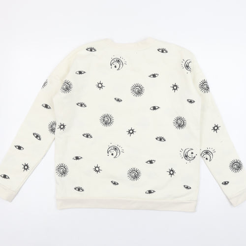 Max Jeans Womens Beige Celestial Print Pullover Sweatshirt XS