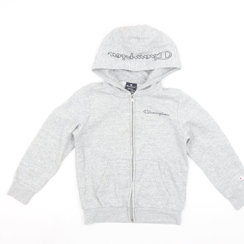 Champion Girls Grey Full Zip Hoodie Size 7-8 Years Sports Style