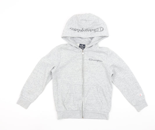 Champion Girls Grey Full Zip Hoodie Size 7-8 Years Sports Style