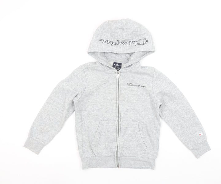 Champion Girls Grey Full Zip Hoodie Size 7-8 Years Sports Style
