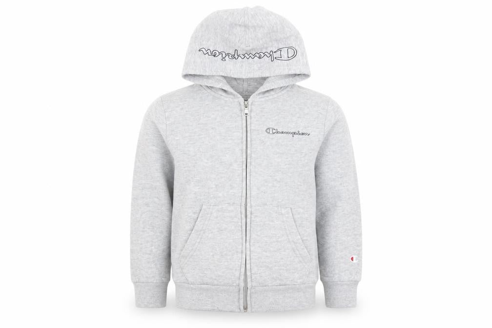 Champion Girls Grey Full Zip Hoodie Size 7-8 Years Sports Style