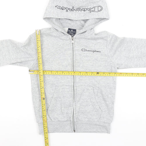 Champion Girls Grey Full Zip Hoodie Size 7-8 Years Sports Style