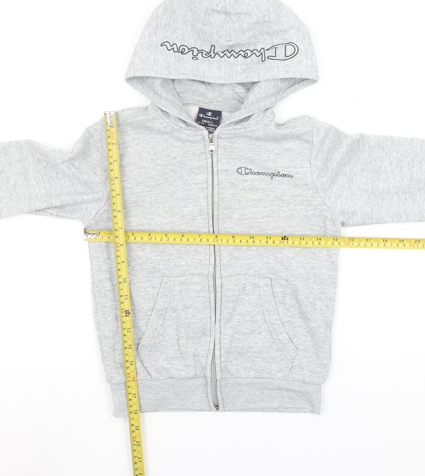 Champion Girls Grey Full Zip Hoodie Size 7-8 Years Sports Style