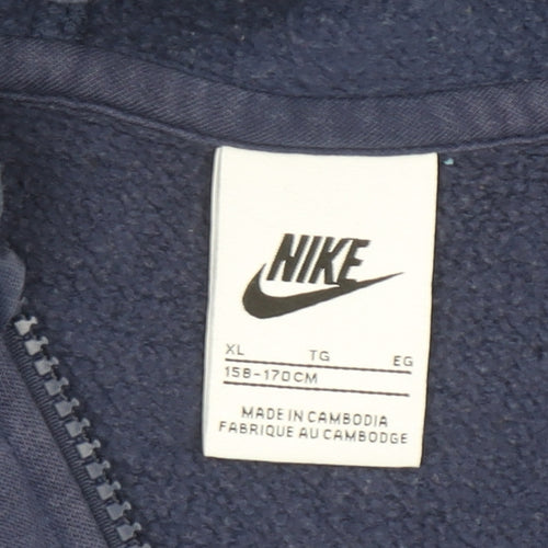 Nike Boys Blue Full Zip Hoodie XL 15-16 Years Cotton Blend Casual