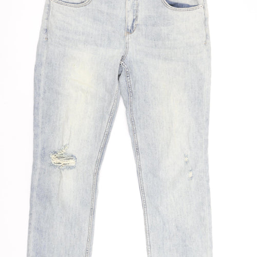 Pilcro Women's Light Blue Slim Boyfriend Distressed Jeans Size 30