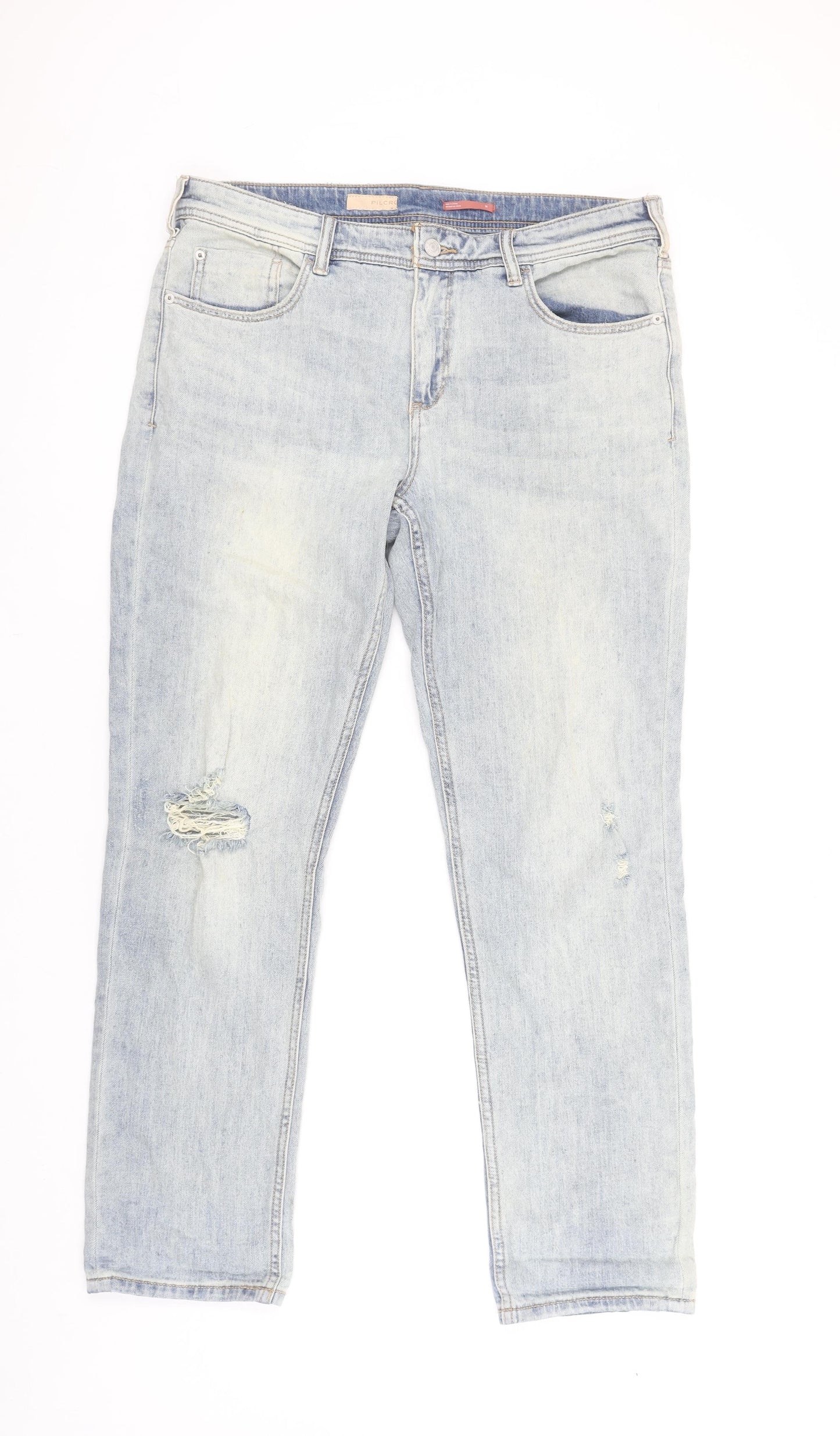 Pilcro Women's Light Blue Slim Boyfriend Distressed Jeans Size 30