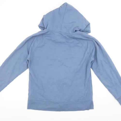 GAP Women's Blue Full Zip Hoodie Medium Floral Logo Sweatshirt