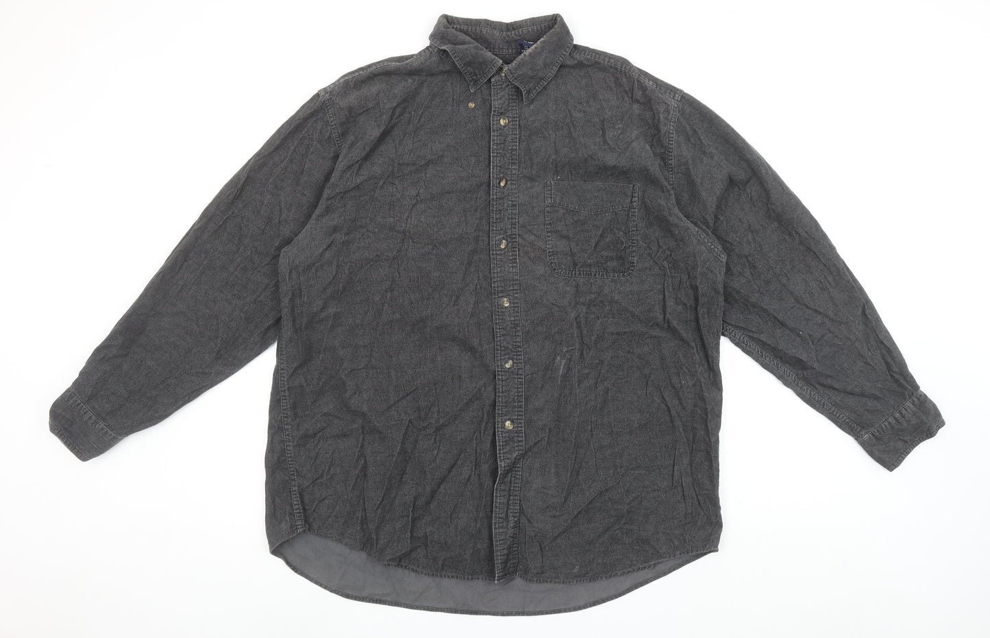 Trader Bay Men's Grey Cotton Long Sleeve Button-Up Shirt Size L