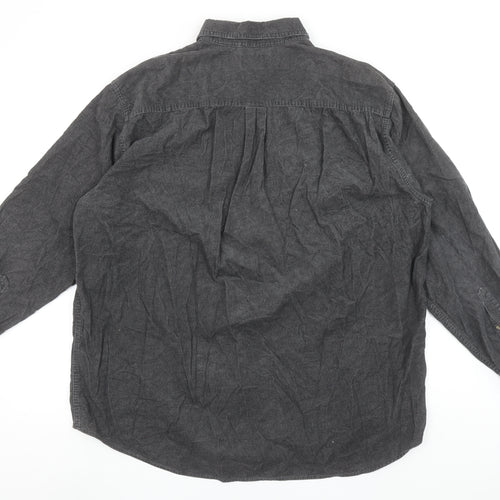 Trader Bay Men's Grey Cotton Long Sleeve Button-Up Shirt Size L