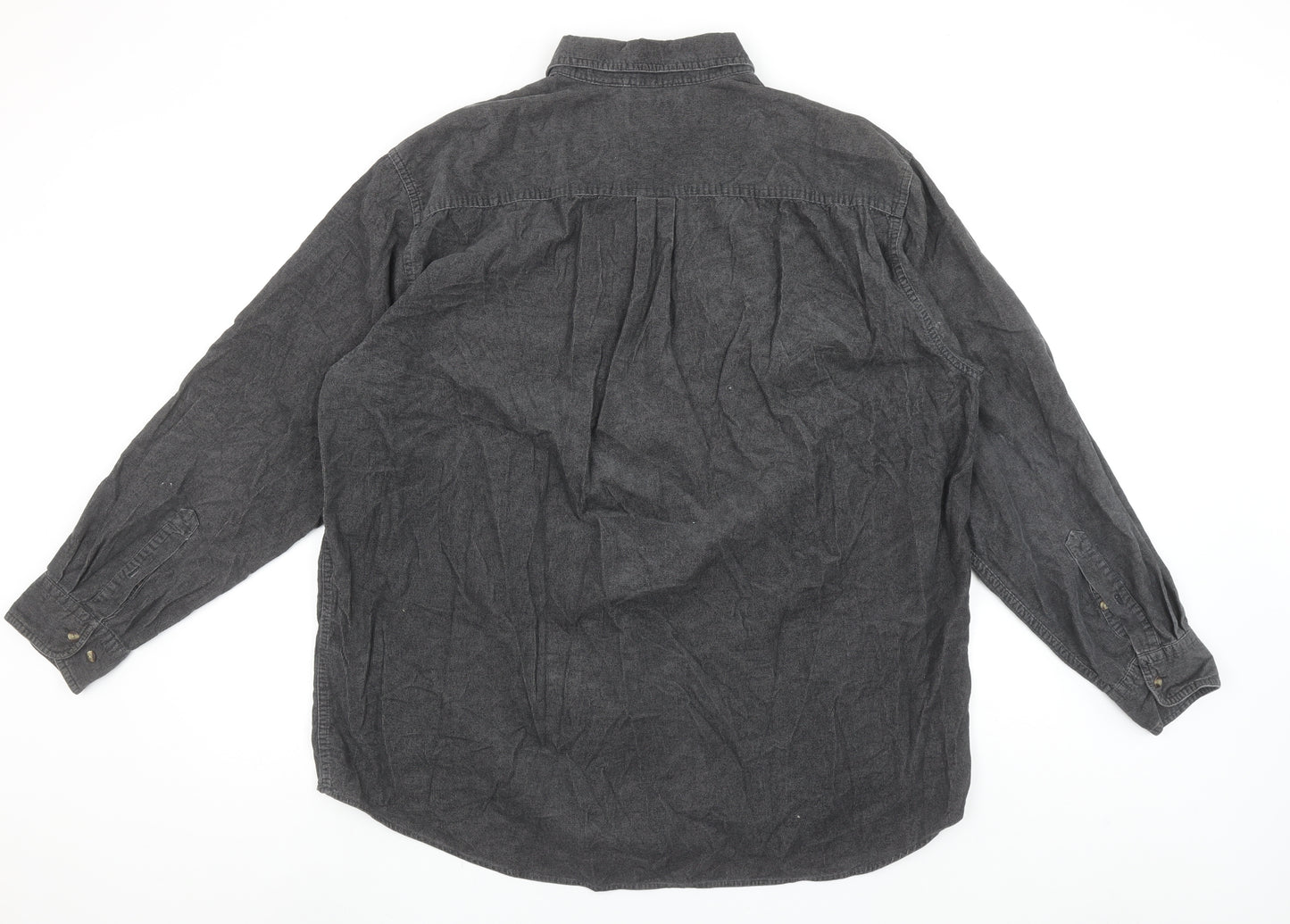 Trader Bay Men's Grey Cotton Long Sleeve Button-Up Shirt Size L