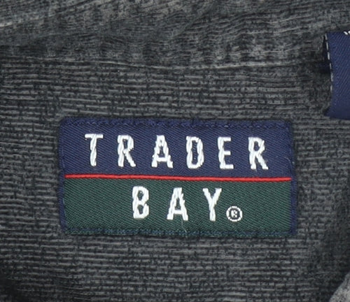Trader Bay Men's Grey Cotton Long Sleeve Button-Up Shirt Size L