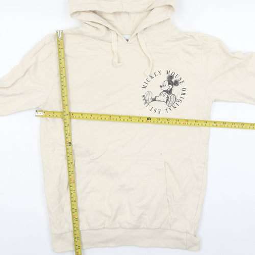 Disney Women Beige Mickey Mouse Pullover Hoodie Size 8 S