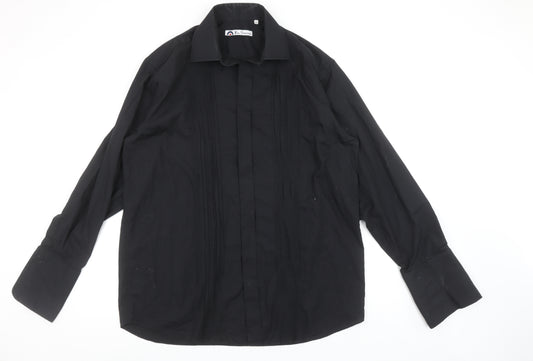 Ben Sherman Men's Black 16 Regular Fit Pleated Front Formal Dress Shirt