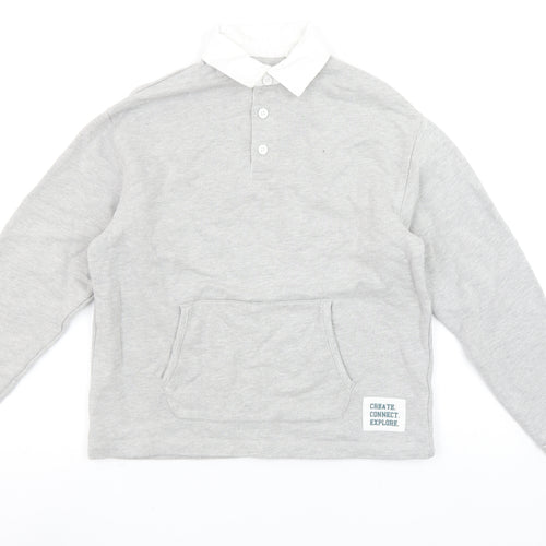 John Lewis Boys Grey Collared Henley Sweatshirt 11 Years
