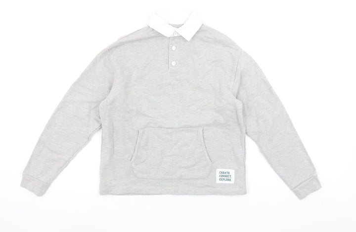 John Lewis Boys Grey Collared Henley Sweatshirt 11 Years
