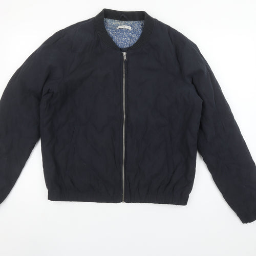 Jacqueline de Yong Women Black L Quilted Bomber Jacket Lightweight Casual