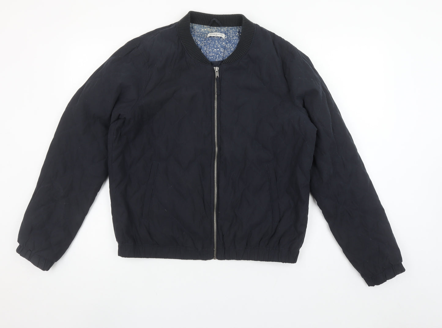 Jacqueline de Yong Women Black L Quilted Bomber Jacket Lightweight Casual