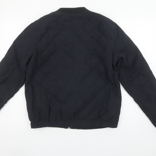 Jacqueline de Yong Women Black L Quilted Bomber Jacket Lightweight Casual