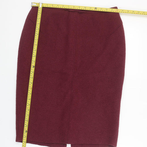 Jigsaw Women’s Red Wool Pencil Skirt Size 12 Knee Length Lined