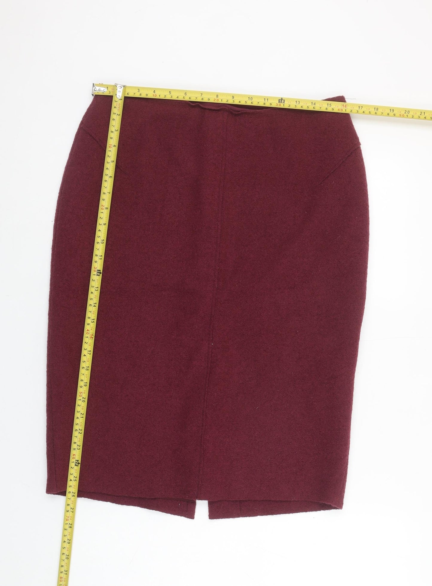 Jigsaw Women’s Red Wool Pencil Skirt Size 12 Knee Length Lined