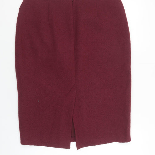 Jigsaw Women’s Red Wool Pencil Skirt Size 12 Knee Length Lined