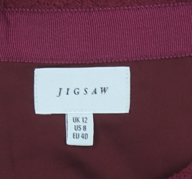 Jigsaw Women’s Red Wool Pencil Skirt Size 12 Knee Length Lined