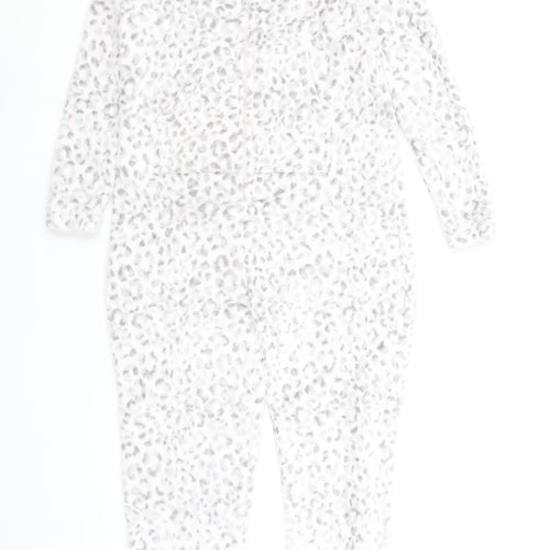 Autumn Faith Women’s Grey Animal Print Fleece Hooded Onesie Size S