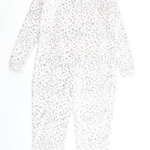 Autumn Faith Women’s Grey Animal Print Fleece Hooded Onesie Size S