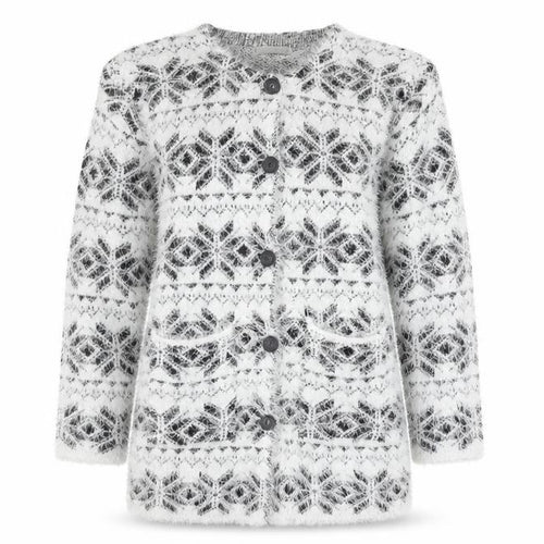 Best Live Women’s White Fair Isle Long Sleeve Cardigan Size XL/XXL