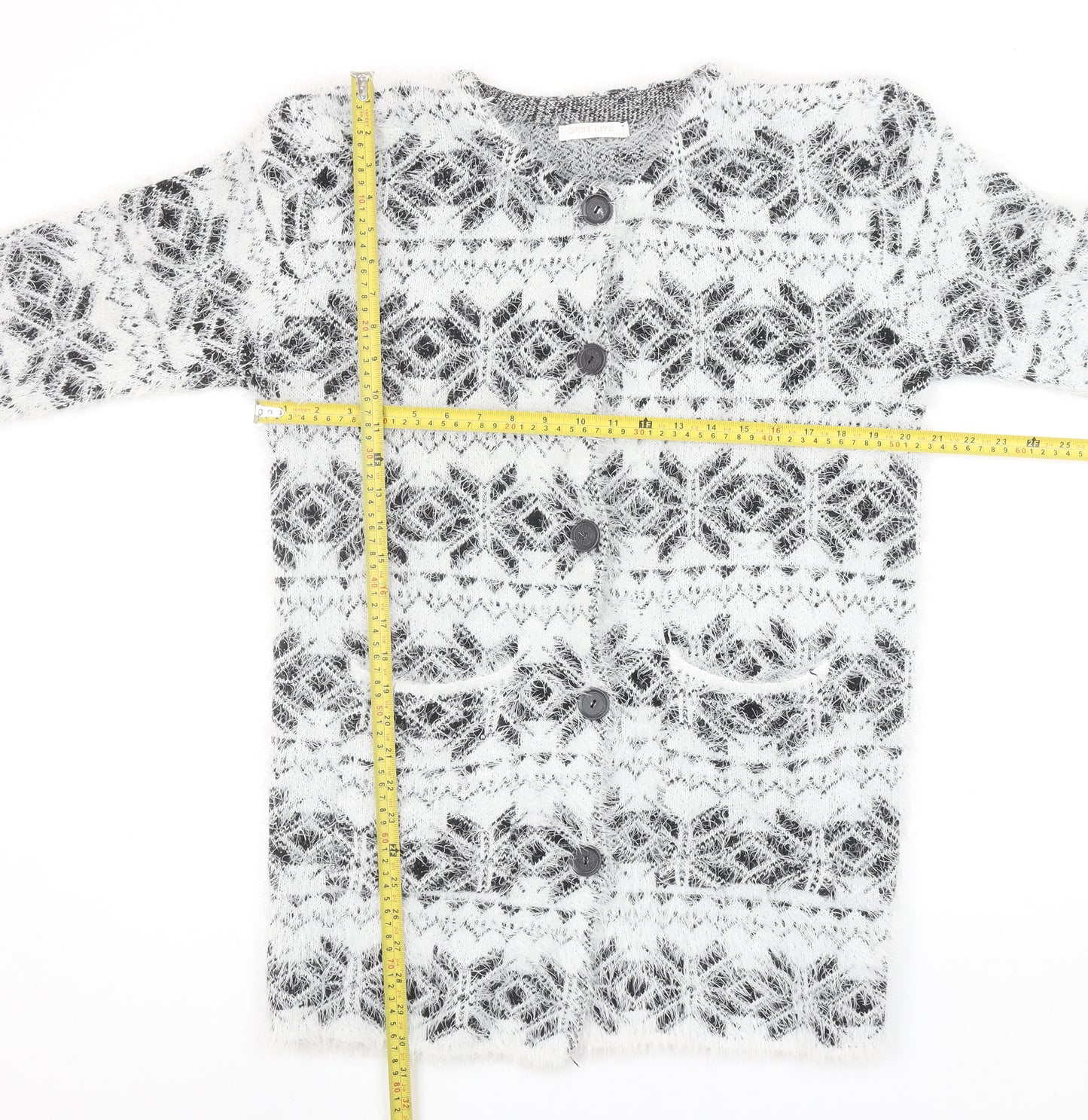 Best Live Women’s White Fair Isle Long Sleeve Cardigan Size XL/XXL