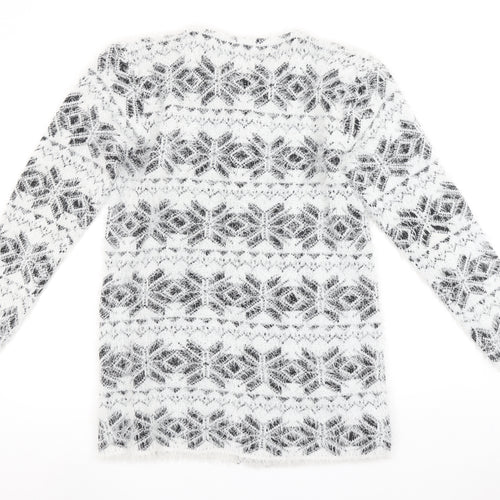 Best Live Women’s White Fair Isle Long Sleeve Cardigan Size XL/XXL
