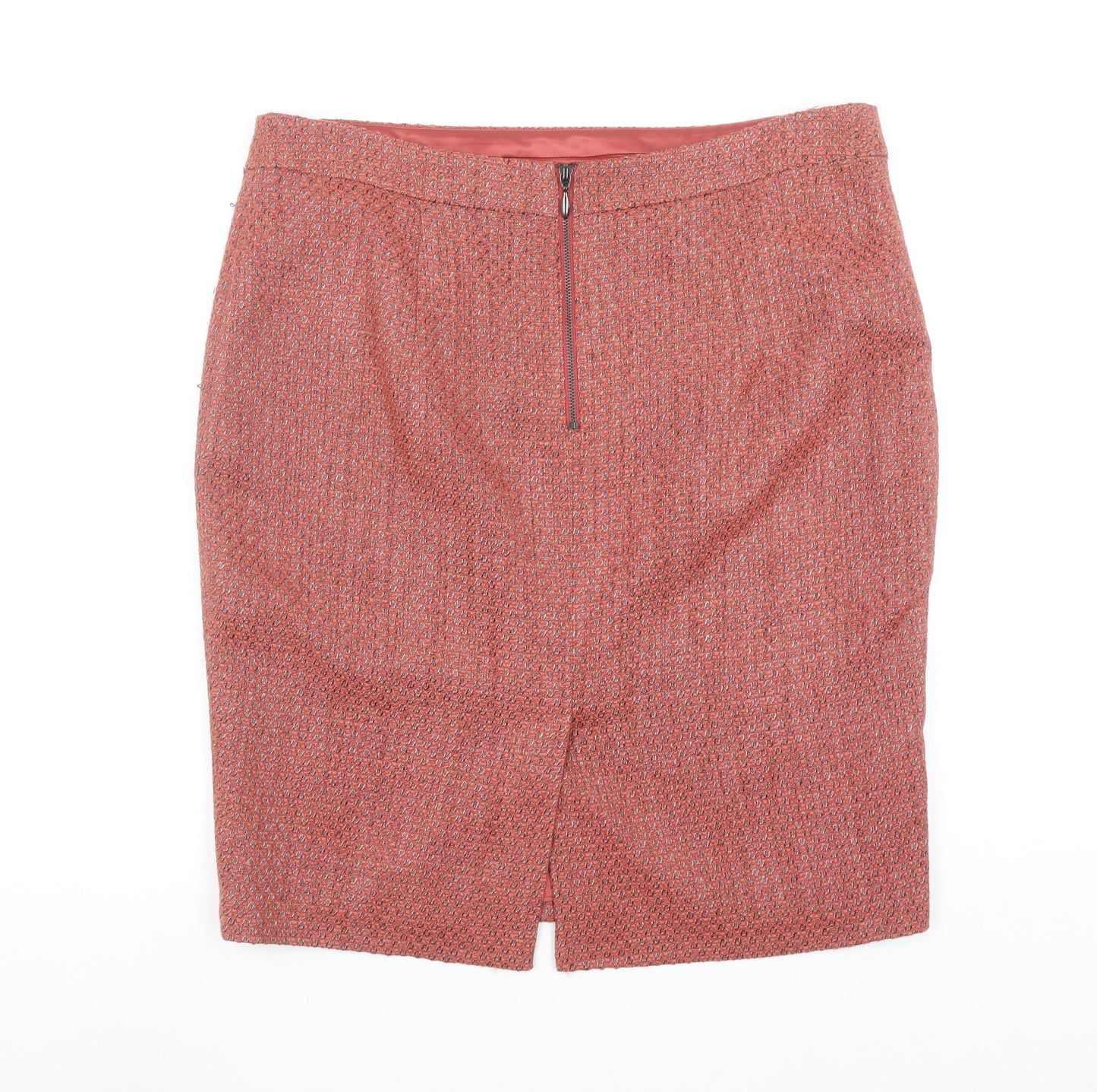 Marks and Spencer Women Red Knee Length Tweed Pencil Skirt Size 16