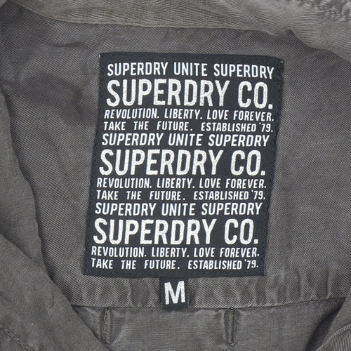 Superdry Women's Grey Military Button-Up Cotton Shirt M